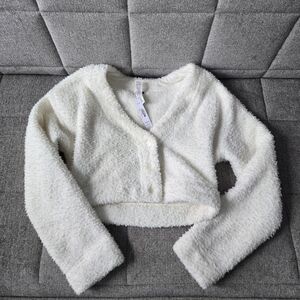 Victoria's Secret PINK | Co-ZZZy Fleece Cropped Cardigan Size L Color: Creamer